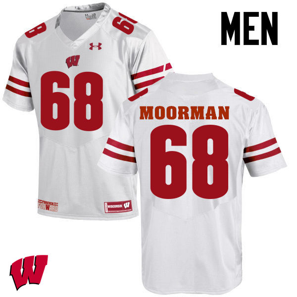 Wisconsin Badgers Men's #68 David Moorman NCAA Under Armour Authentic White College Stitched Football Jersey YX40U80BG